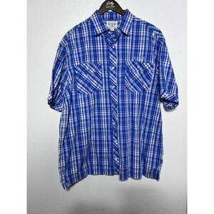 Y2K Phat farm shirt men’s XXL blue white Embroidered button short sleeve Vintage